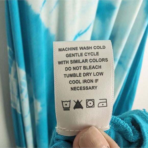 Boston Proper Turquoise Aqua and White Tie Dye Sleeveless Maxi Dress Size Small - Picture 8 of 9